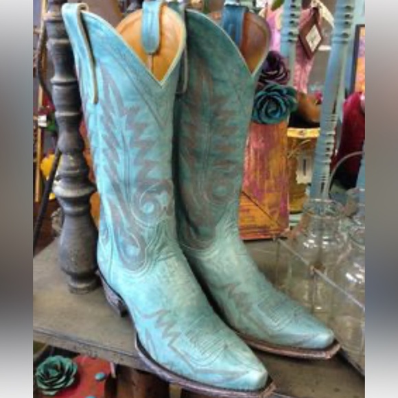 Old Gringo Cowboy boots in Aqua w contrast stitching boho cowgirl RTL $495 8 NIB - Picture 2 of 11